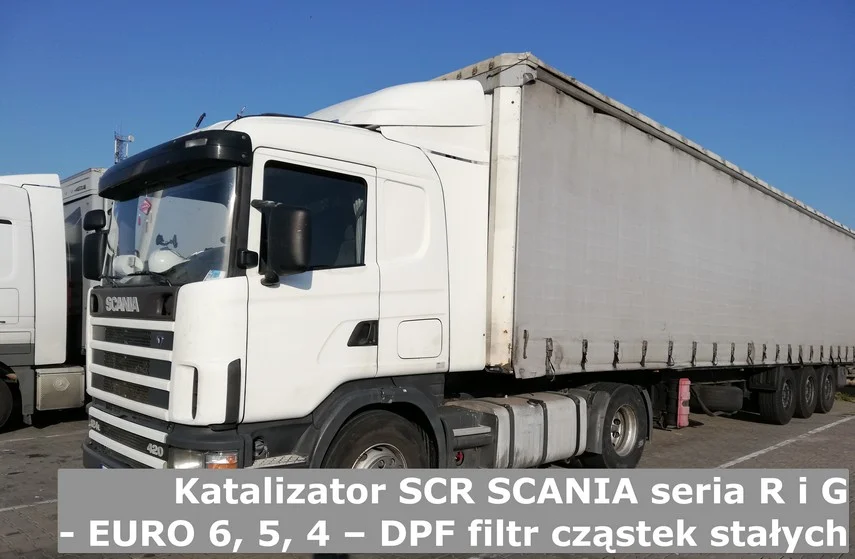 Ciężarówka marki Scania z modułem filtra DPF oraz katalizatora SCR