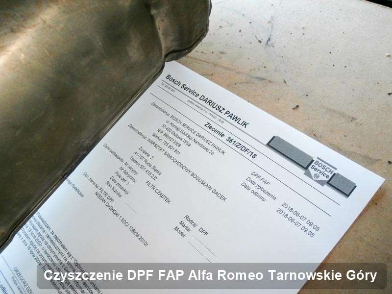 Filtr cząstek stałych do samochodu marki Alfa Romeo w Tarnowskich Górach wyczyszczony na specjalnej maszynie, gotowy do montażu