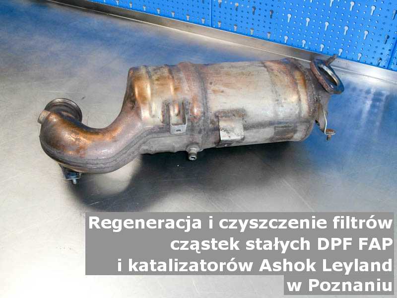 Wyczyszczony katalizator marki Ashok Leyland, na stole, w Poznaniu.