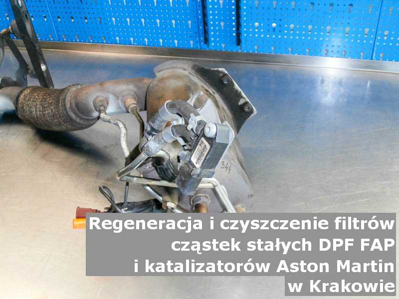 Wyczyszczony filtr cząstek stałych GPF marki Aston Martin, w pracowni regeneracji, w Krakowie.