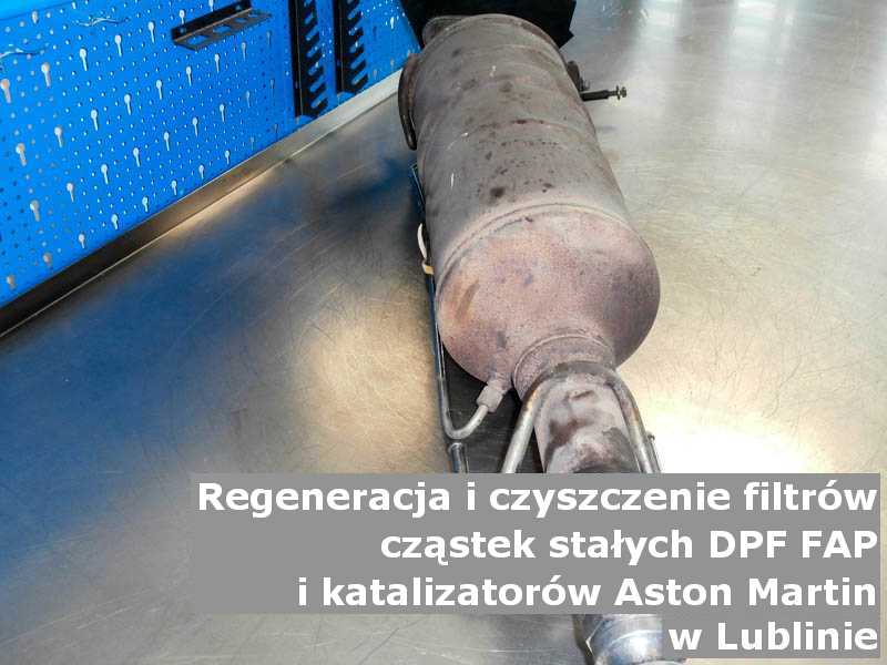 Myty filtr cząstek stałych FAP marki Aston Martin, w pracowni regeneracji, w Lublinie.