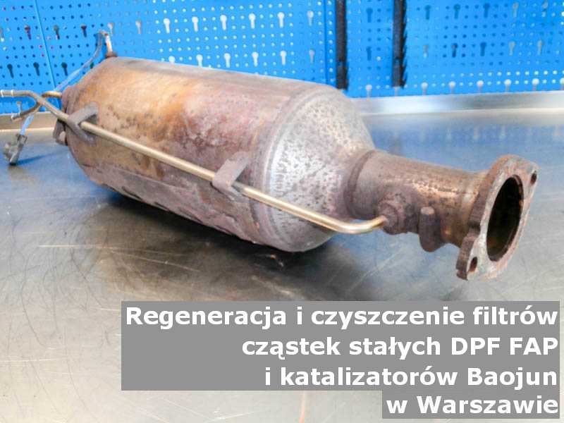 Myty filtr cząstek stałych GPF marki Baojun, w pracowni regeneracji, w Warszawie.