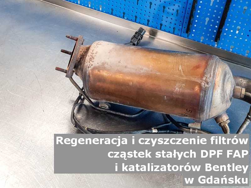 Myty filtr cząstek stałych GPF marki Bentley, w pracowni, w Gdańsku.