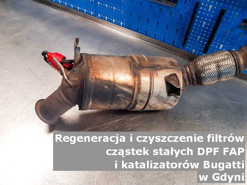 Naprawiony filtr cząstek stałych marki Bugatti, w pracowni laboratoryjnej, w Gdyni.