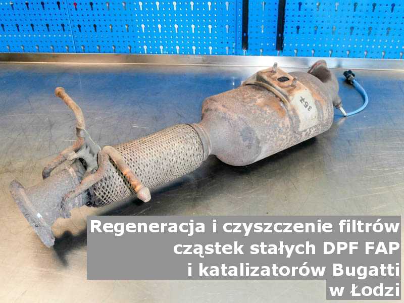Wypalony filtr cząstek stałych DPF marki Bugatti, w pracowni laboratoryjnej, w Łodzi.