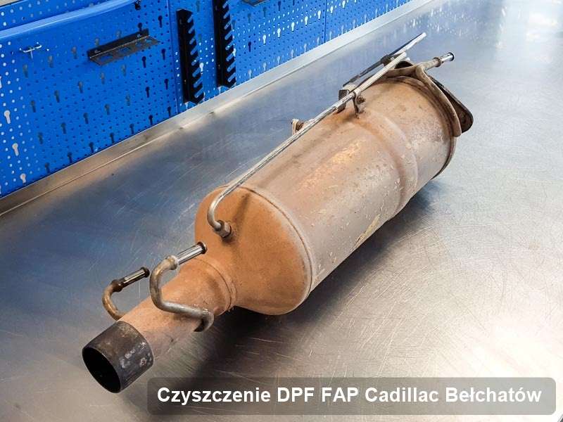 Filtr cząstek stałych do samochodu marki Cadillac w Bełchatowie wyremontowany na specjalistycznej maszynie, gotowy spakowania