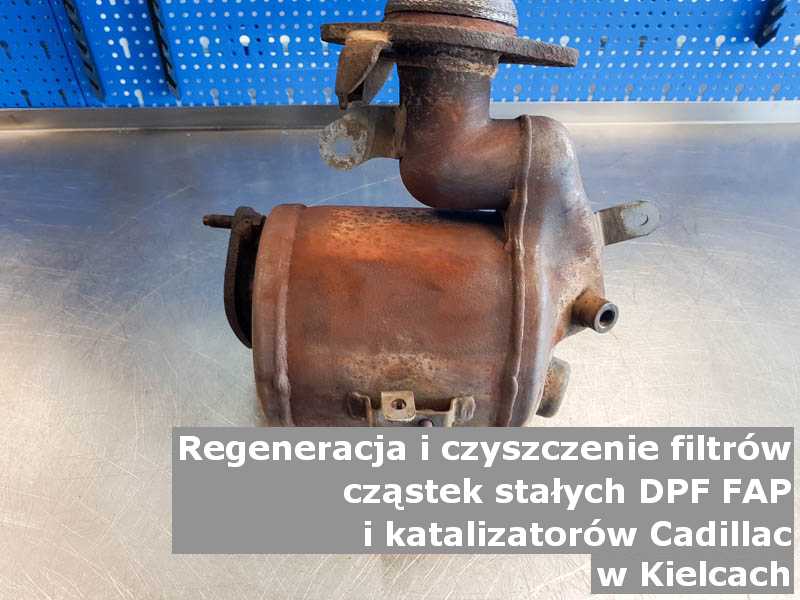 Regenerowany filtr DPF marki Cadillac, w laboratorium, w Kielcach.
