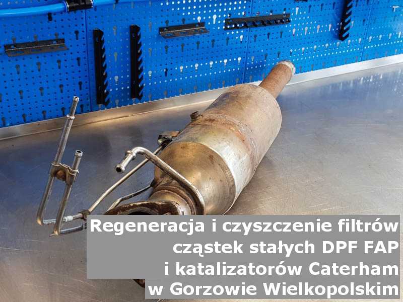Zregenerowany katalizator utleniający marki Caterham, w warsztatowym laboratorium, w Gorzowie Wielkopolskim.