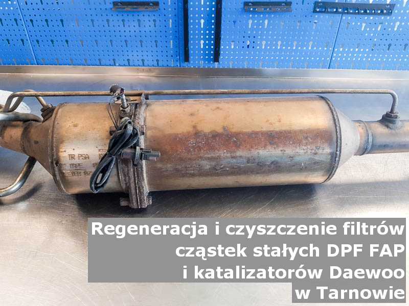 Wypalony z sadzy katalizator SCR marki Daewoo, w warsztatowym laboratorium, w Tarnowie.