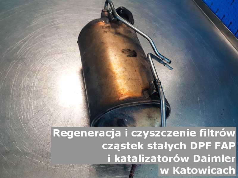 Umyty filtr cząstek stałych DPF/FAP marki Daimler, w laboratorium, w Katowicach.