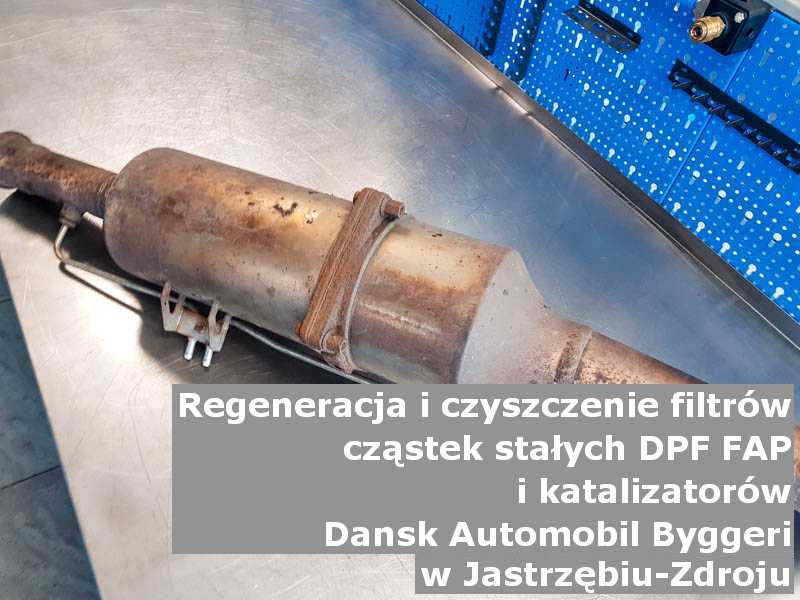 Naprawiony filtr cząstek stałych GPF marki Dansk Automobil Byggeri, w pracowni laboratoryjnej, w Jastrzębiu-Zdroju.