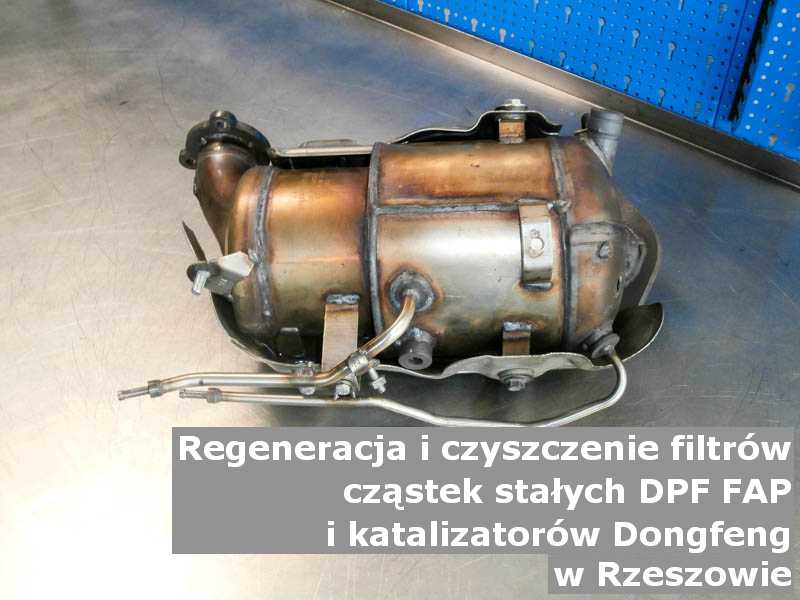 Wypalony filtr cząstek stałych GPF marki Dongfeng, w specjalistycznej pracowni, w Rzeszowie.