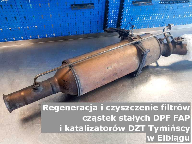 Wypalony filtr cząstek stałych DPF/FAP marki DZT Tymińscy, w pracowni laboratoryjnej, w Elblągu.