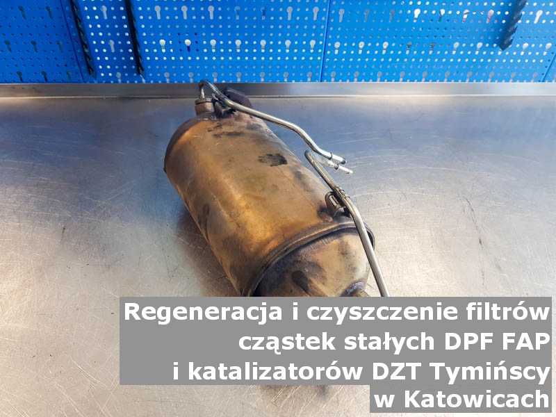 Zregenerowany filtr DPF marki DZT Tymińscy, na stole, w Katowicach.