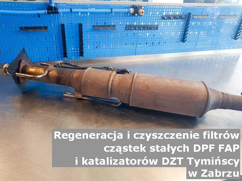 Płukany filtr cząstek stałych GPF marki DZT Tymińscy, w pracowni, w Zabrzu.