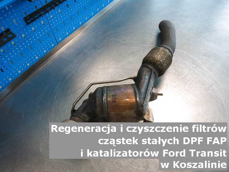 Regenerowany filtr cząstek stałych FAP marki Ford Transit, w warsztatowym laboratorium, w Koszalinie.