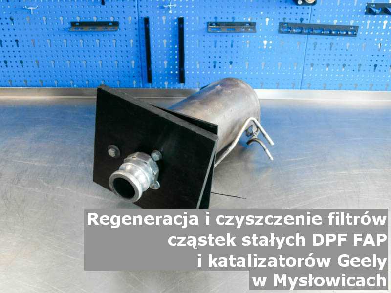 Wyczyszczony filtr cząstek stałych DPF/FAP marki Geely, w pracowni, w Mysłowicach.