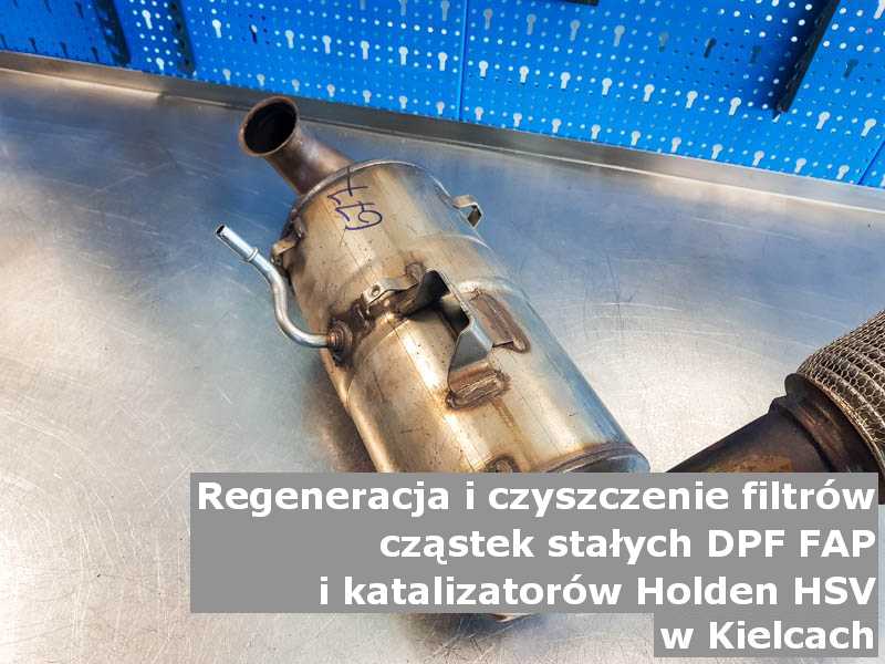 Wypłukany filtr cząstek stałych marki Holden (HSV), w pracowni laboratoryjnej, w Kielcach.