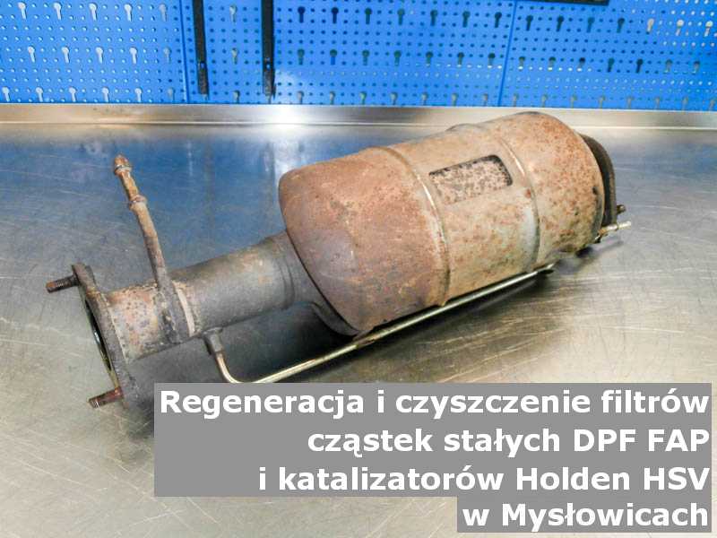 Wypalony filtr cząstek stałych FAP marki Holden (HSV), w pracowni regeneracji, w Mysłowicach.