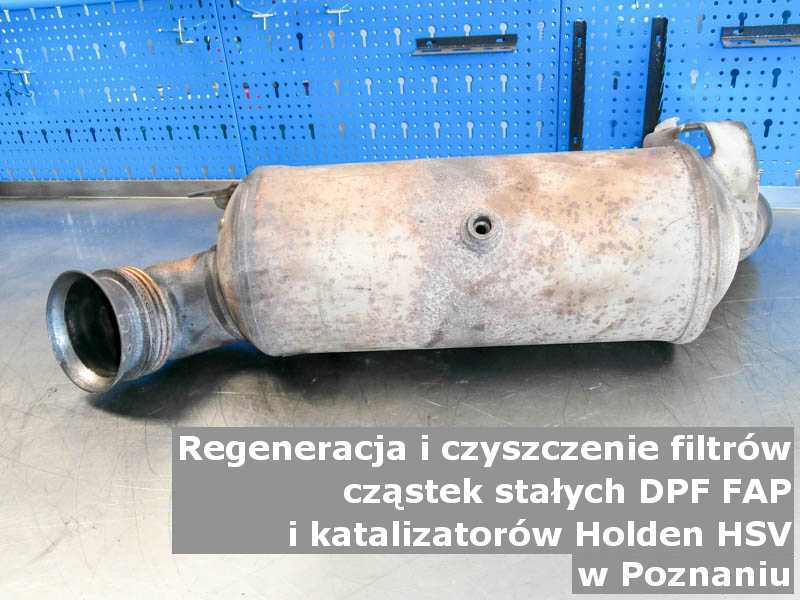 Wypalony katalizator SCR marki Holden (HSV), w warsztacie na stole, w Poznaniu.