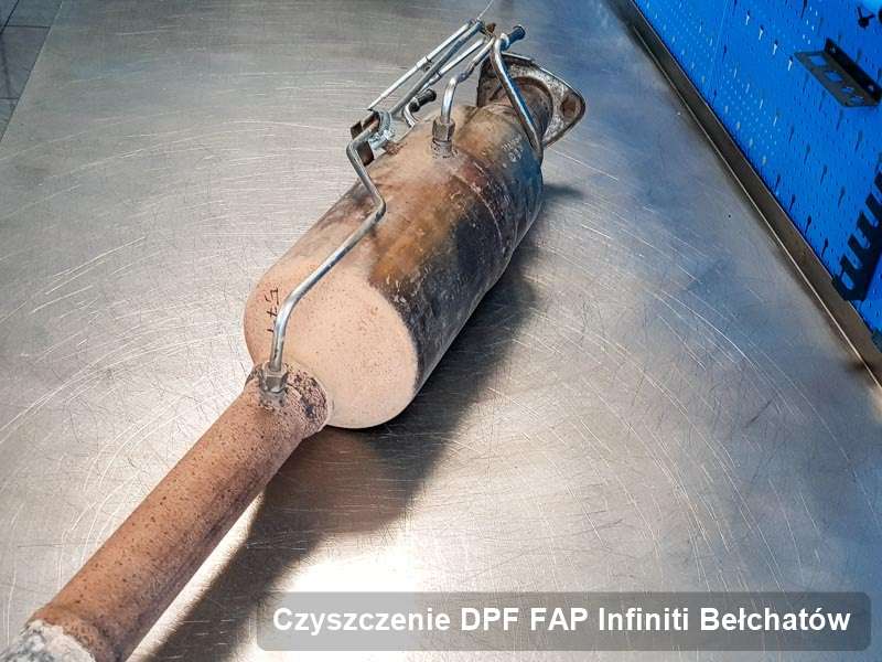 Filtr DPF i FAP do samochodu marki Infiniti w Bełchatowie wyremontowany w specjalistycznym urządzeniu, gotowy do montażu