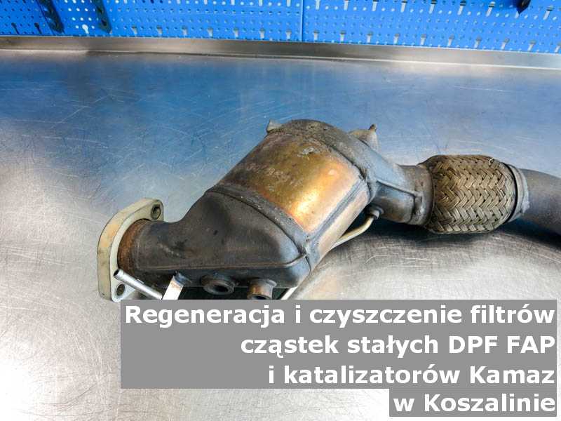 Oczyszczony katalizator utleniający marki Kamaz, w warsztacie na stole, w Koszalinie.