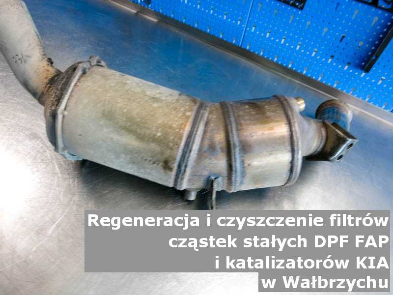 Czyszczony filtr cząstek stałych DPF/FAP marki Kia, w pracowni regeneracji, w Wałbrzychu.