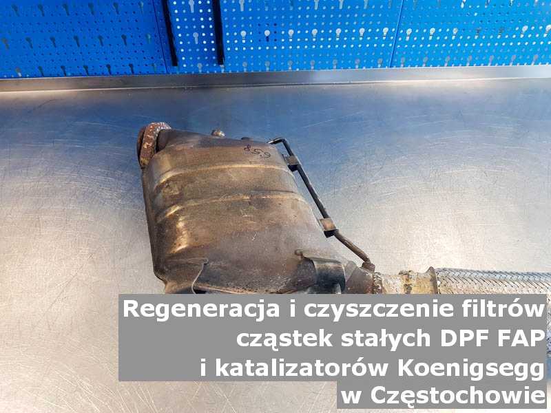 Naprawiony katalizator SCR marki Koenigsegg, na stole w pracowni regeneracji, w Częstochowie.