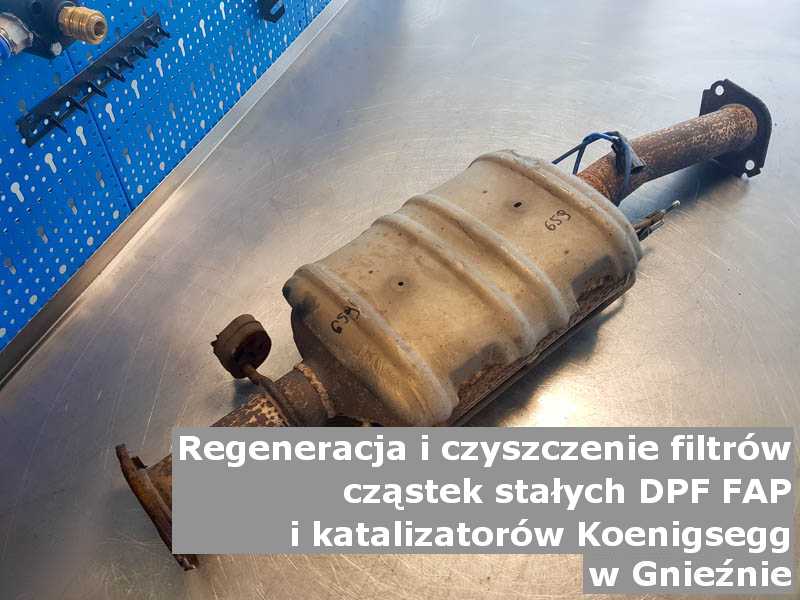 Zregenerowany filtr cząstek stałych DPF marki Koenigsegg, w pracowni laboratoryjnej, w Gnieźnie.