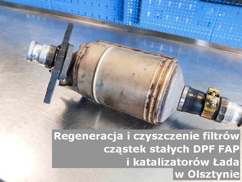 Regenerowany filtr cząstek stałych DPF marki Łada, w pracowni regeneracji, w Olsztynie.