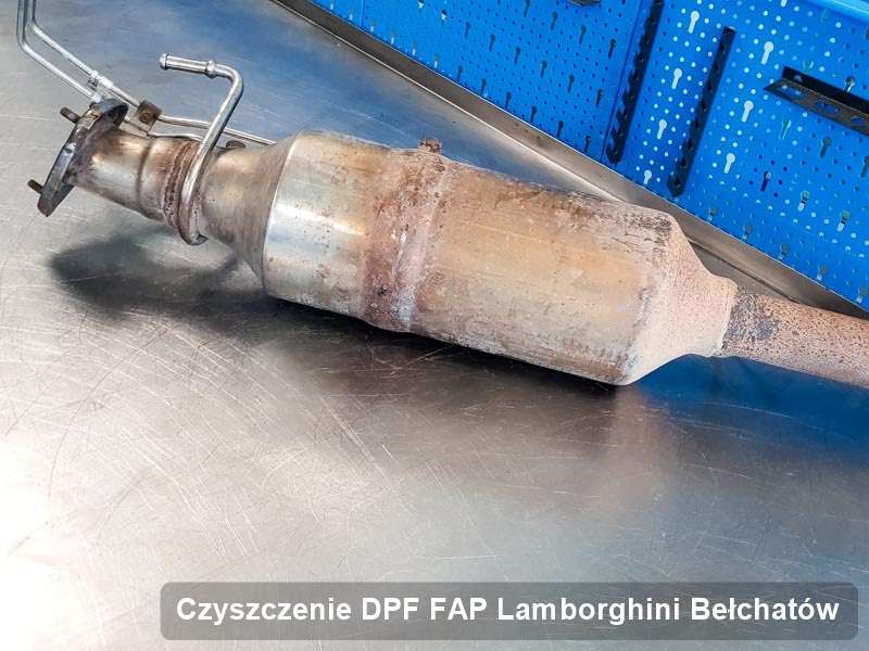 Filtr DPF i FAP do samochodu marki Lamborghini w Bełchatowie wypalony na specjalistycznej maszynie, gotowy do zamontowania