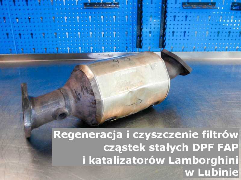 Oczyszczony filtr cząstek stałych FAP marki Lamborghini, w specjalistycznej pracowni, w Lubinie.