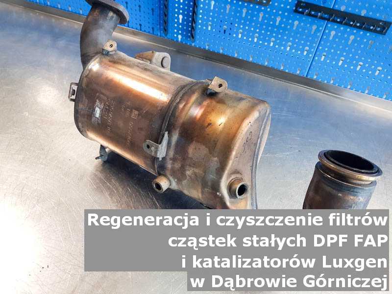 Oczyszczony filtr DPF marki Luxgen, w laboratorium, w Dąbrowie Górniczej.