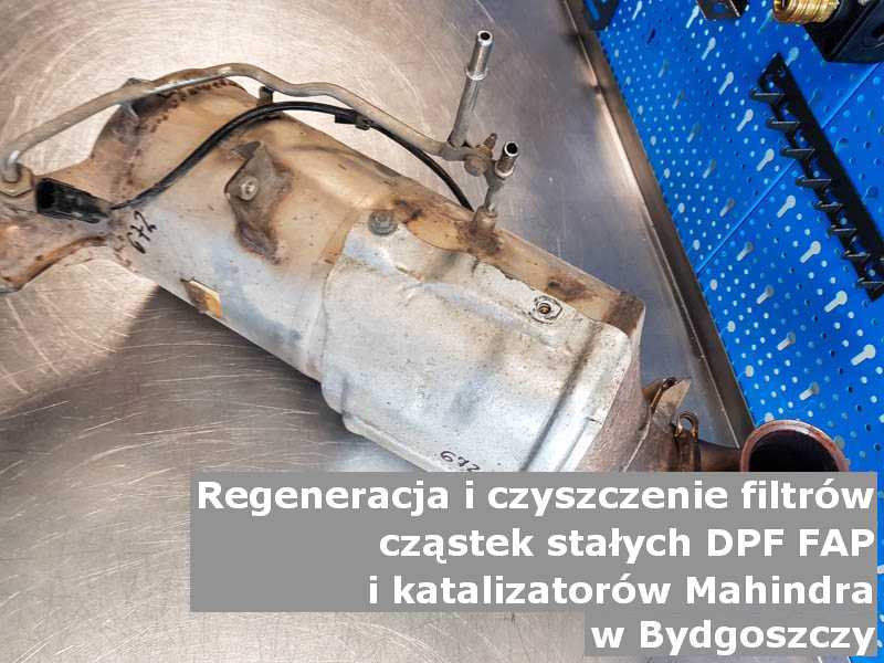 Wyczyszczony filtr cząstek stałych marki Mahindra, w pracowni, w Bydgoszczy.