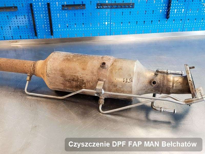 Filtr DPF i FAP do samochodu marki MAN w Bełchatowie dopalony na specjalistycznej maszynie, gotowy do zamontowania