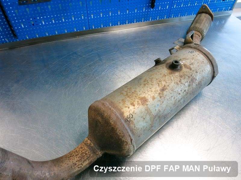 Filtr DPF układu redukcji emisji spalin do samochodu marki MAN w Puławach wyremontowany na specjalnej maszynie, gotowy do wysyłki