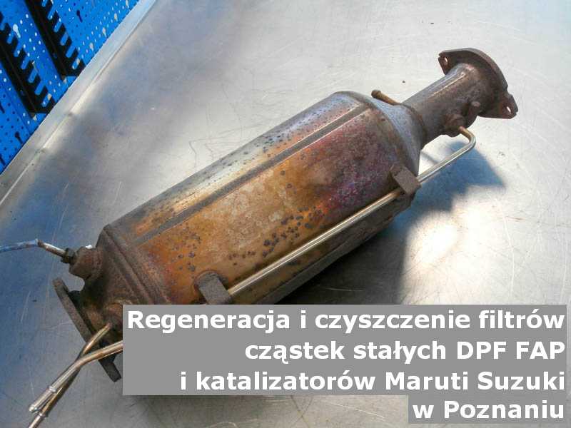 Wypłukany filtr DPF marki Maruti Suzuki, w warsztatowym laboratorium, w Poznaniu.