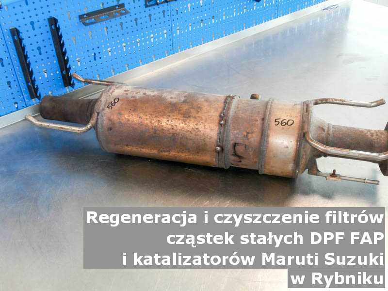 Wypłukany filtr cząstek stałych GPF marki Maruti Suzuki, w specjalistycznej pracowni, w Rybniku.