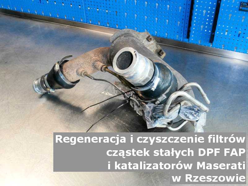 Wypalany filtr cząstek stałych DPF/FAP marki Maserati, w warsztacie, w Rzeszowie.