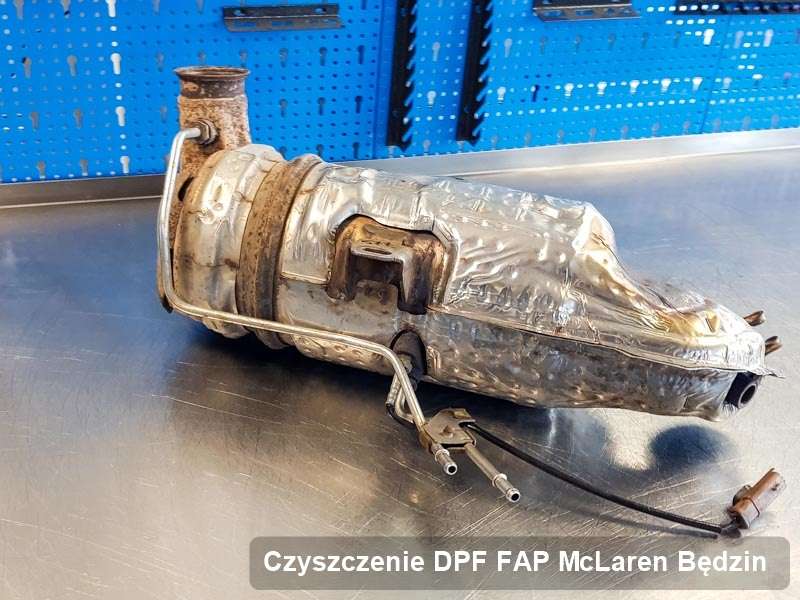 Filtr DPF do samochodu marki McLaren w Będzinie naprawiony na specjalistycznej maszynie, gotowy do zamontowania