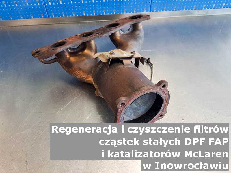 Naprawiony filtr cząstek stałych FAP marki McLaren, na stole, w Inowrocławiu.