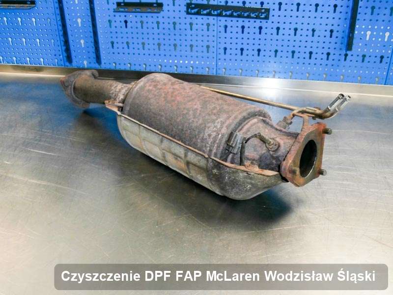 Filtr DPF układu redukcji emisji spalin do samochodu marki McLaren w Wodzisławiu Śląskim naprawiony w dedykowanym urządzeniu, gotowy do zamontowania