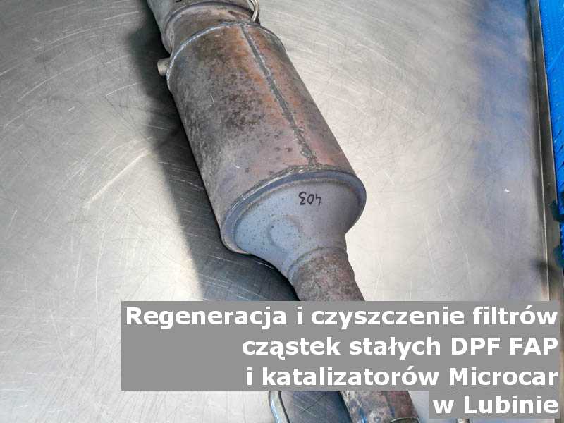Naprawiony filtr cząstek stałych DPF/FAP marki Microcar, w specjalistycznej pracowni, w Lubinie.