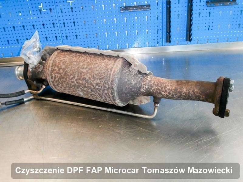 Filtr DPF układu redukcji emisji spalin do samochodu marki Microcar w Tomaszowie Mazowieckim naprawiony w dedykowanym urządzeniu, gotowy do zamontowania