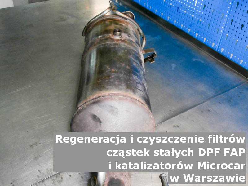 Regenerowany filtr cząstek stałych marki Microcar, w specjalistycznej pracowni, w Warszawie.