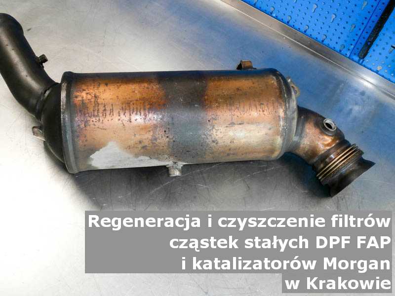 Wypłukany filtr cząstek stałych FAP marki Morgan, w pracowni, w Krakowie.
