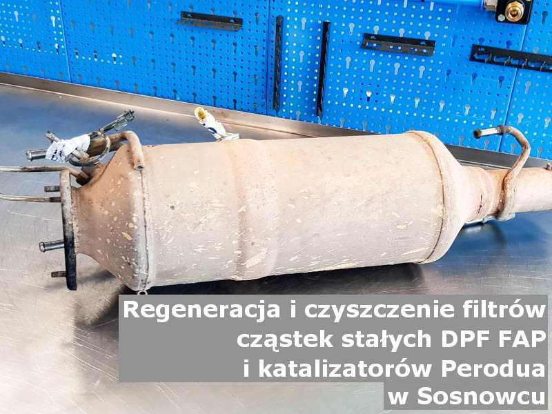 Regenerowany filtr cząstek stałych FAP marki Perodua, w laboratorium, w Sosnowcu.