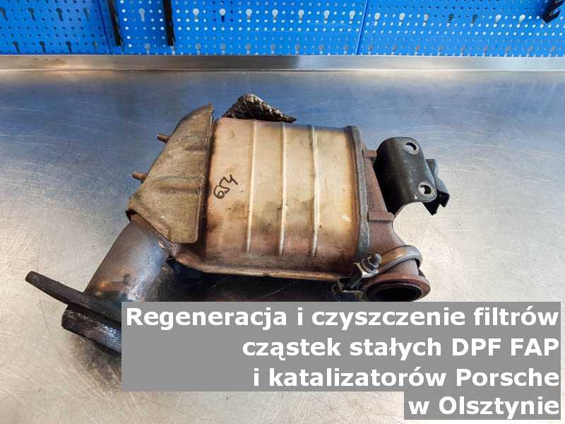 Umyty filtr cząstek stałych FAP marki Porsche, w pracowni laboratoryjnej, w Olsztynie.