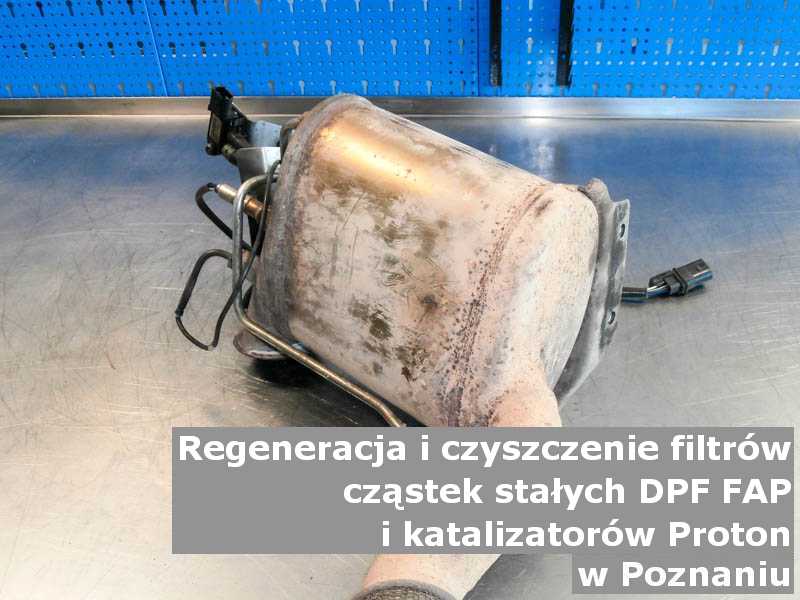 Regenerowany filtr cząstek stałych DPF/FAP marki PROTON, w specjalistycznej pracowni, w Poznaniu.