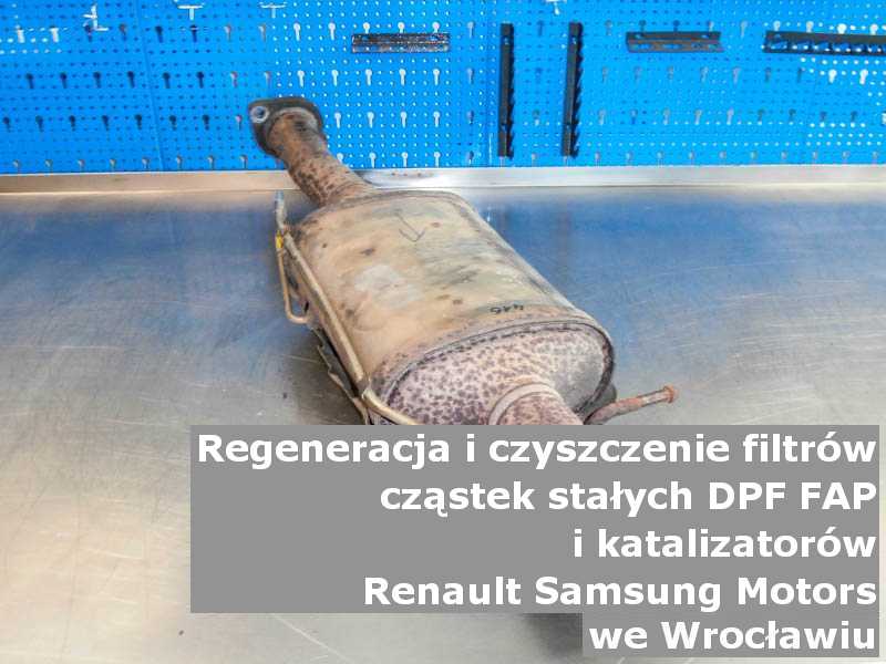 Wyczyszczony filtr cząstek stałych GPF marki Renault Samsung Motors, w laboratorium, w Wrocławiu.